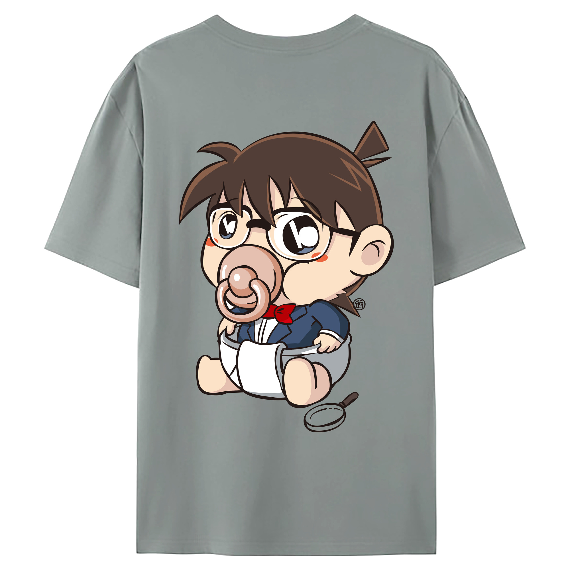 （画像用） 名探偵コナン 江戸川 コナン Detective Conan Conan Edogawa 綿100％ メンズ半袖Tシャツ（バックプリント） 通気性